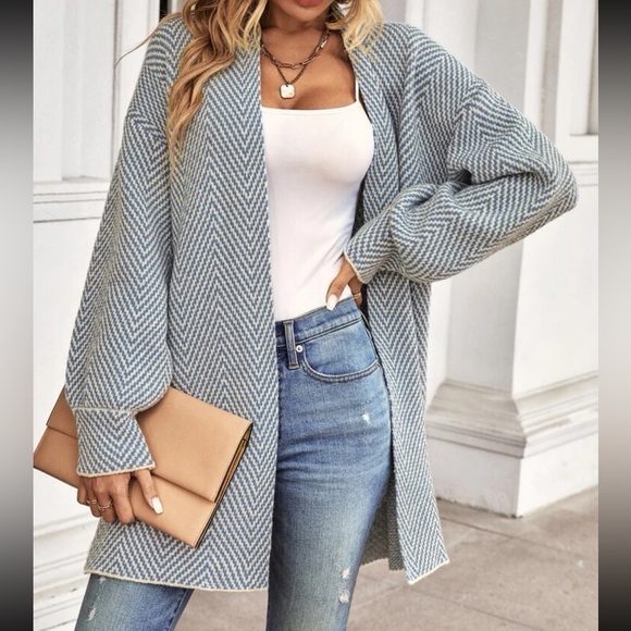 Cozy chevron pattern duster cardigan